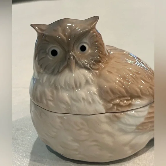 Vintage Otagiri great horned owl covered trinket dish. Absolutely adorable! - Picture 2 of 8